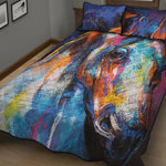 Colorful Horse Painting Print Quilt Bed Set