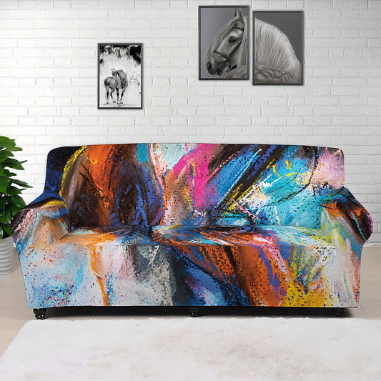 Colorful Horse Painting Print Sofa Cover