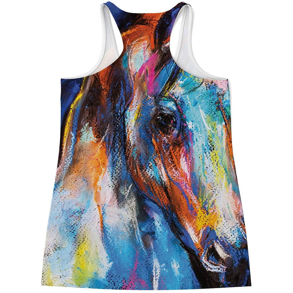 Colorful Horse Painting Print Women's Racerback Tank Top