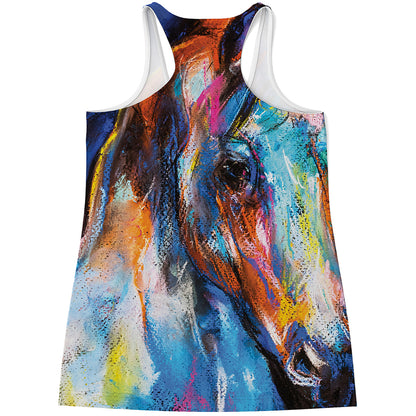 Colorful Horse Painting Print Women's Racerback Tank Top