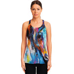 Colorful Horse Painting Print Women's Racerback Tank Top