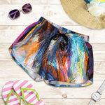 Colorful Horse Painting Print Women's Shorts
