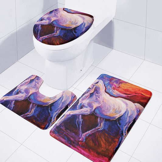 Colorful Horse Portrait Print 3 Piece Bath Mat Set