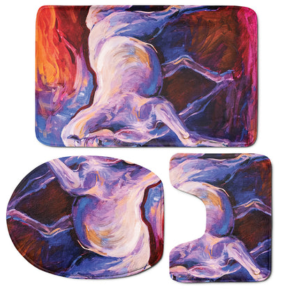 Colorful Horse Portrait Print 3 Piece Bath Mat Set