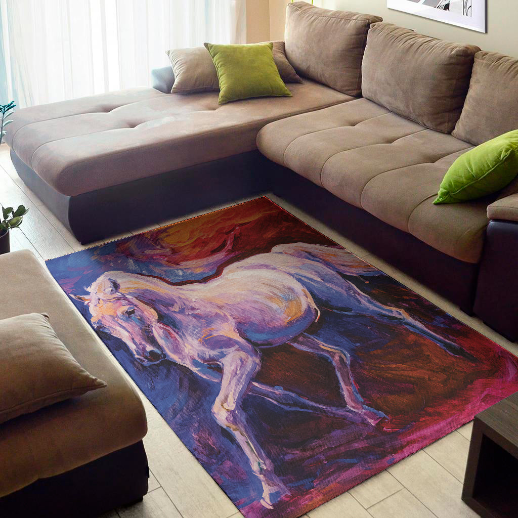 Colorful Horse Portrait Print Area Rug
