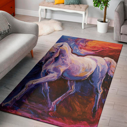 Colorful Horse Portrait Print Area Rug