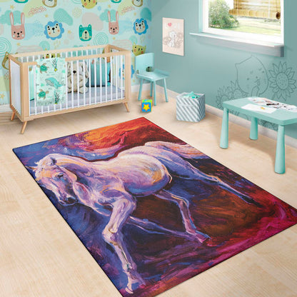 Colorful Horse Portrait Print Area Rug