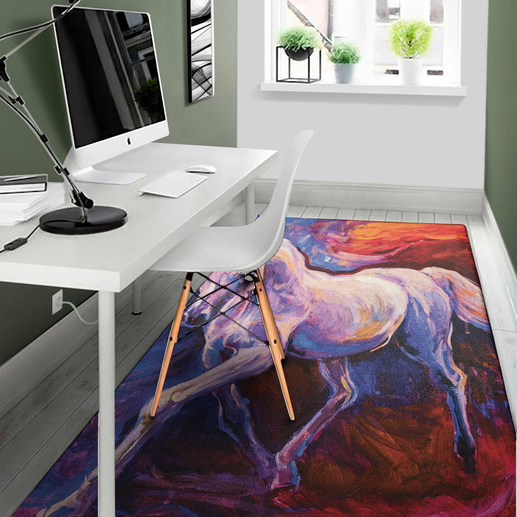 Colorful Horse Portrait Print Area Rug