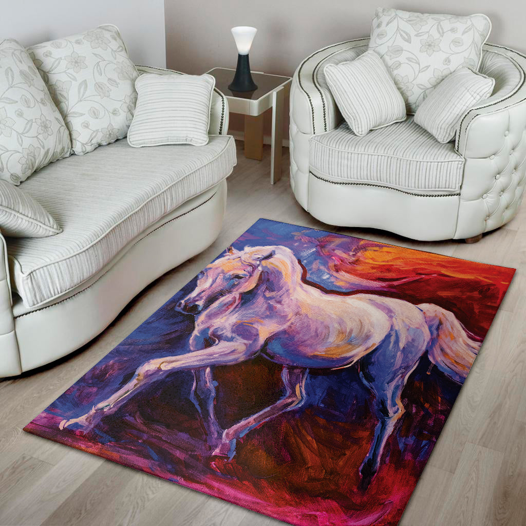 Colorful Horse Portrait Print Area Rug