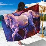 Colorful Horse Portrait Print Beach Sarong Wrap