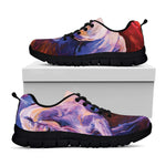 Colorful Horse Portrait Print Black Sneakers