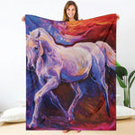 Colorful Horse Portrait Print Blanket