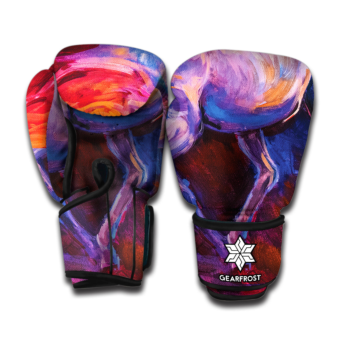 Colorful Horse Portrait Print Boxing Gloves