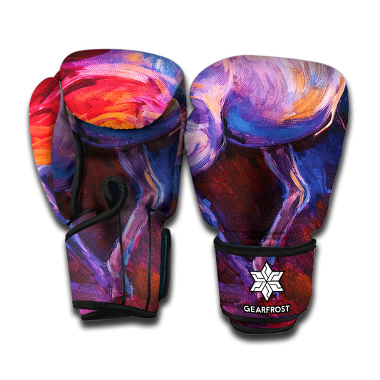 Colorful Horse Portrait Print Boxing Gloves