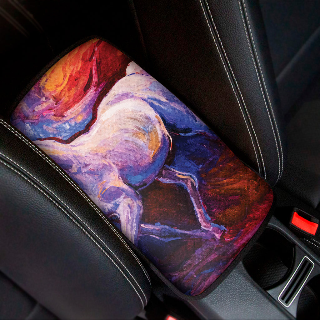 Colorful Horse Portrait Print Car Center Console Cover