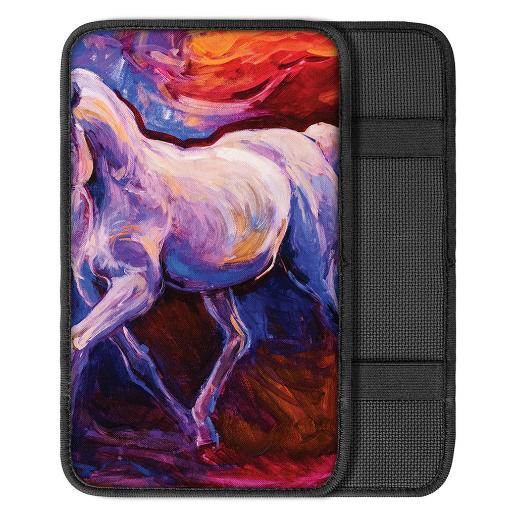 Colorful Horse Portrait Print Car Center Console Cover