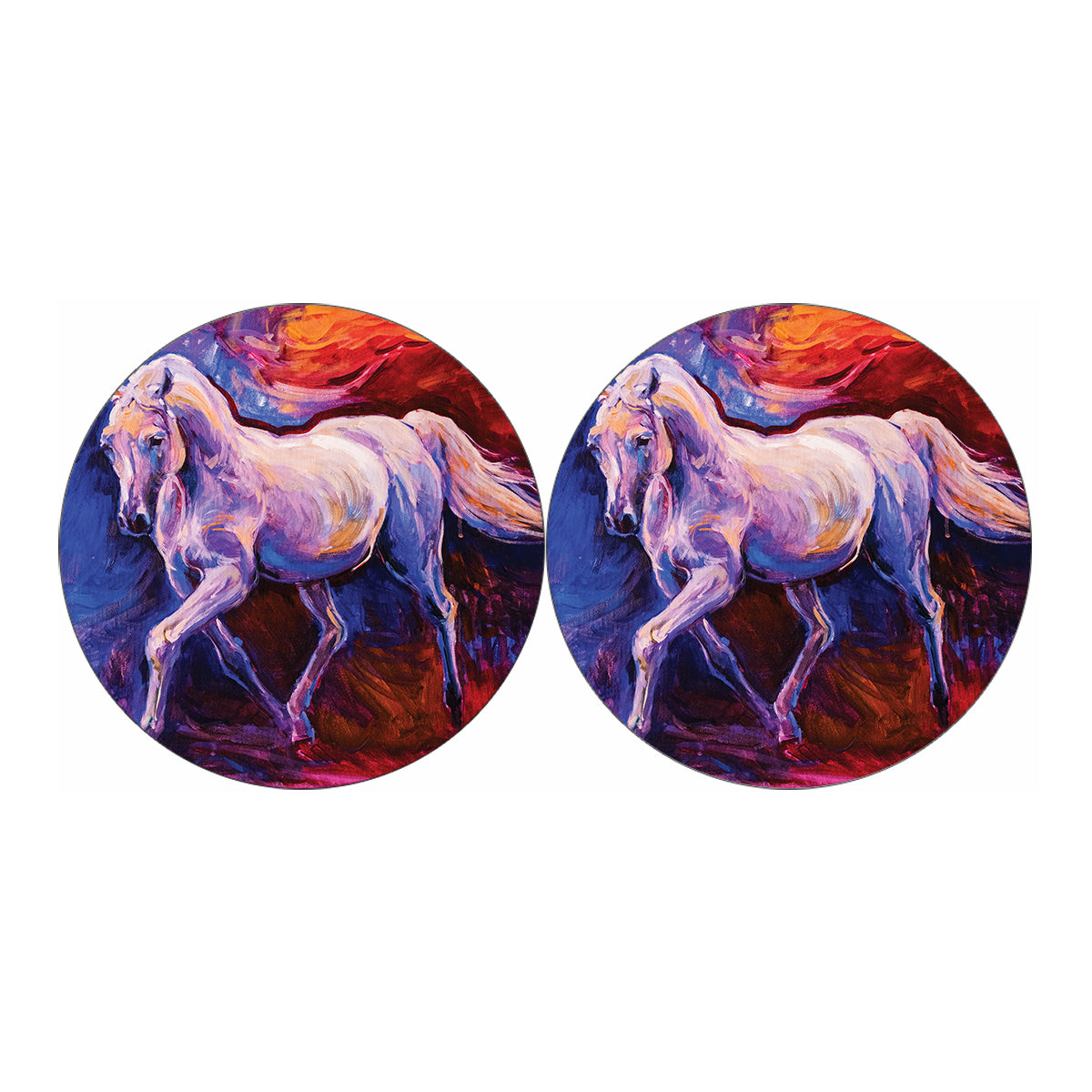 Colorful Horse Portrait Print Car Coasters
