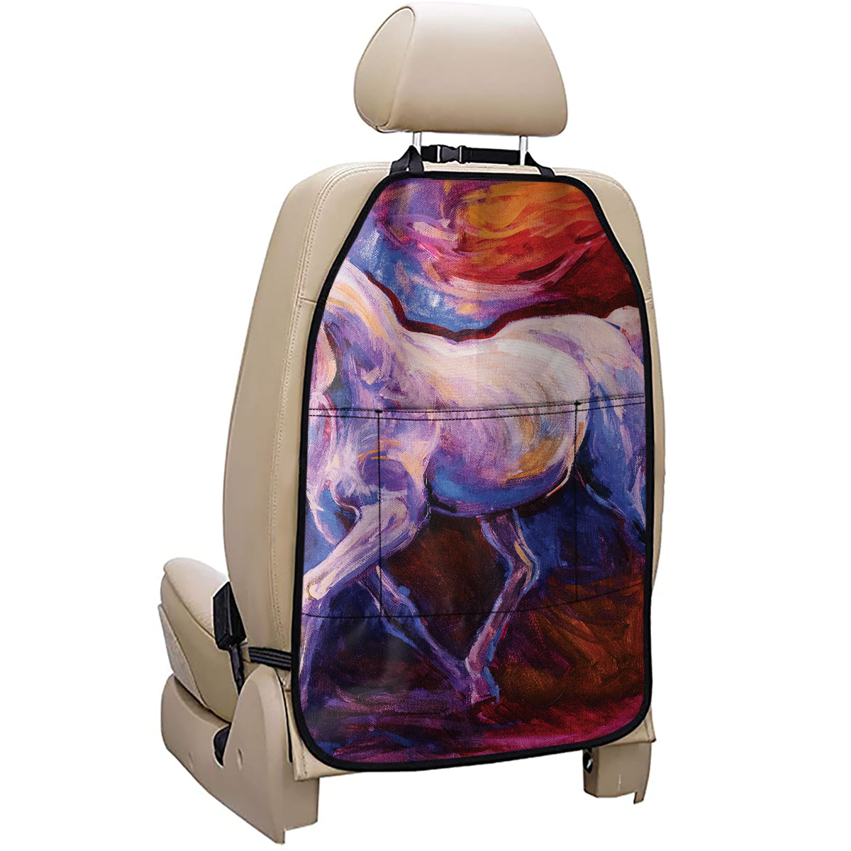 Colorful Horse Portrait Print Car Seat Organizers