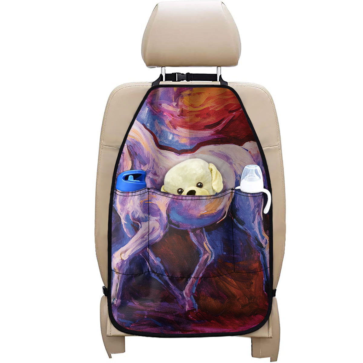 Colorful Horse Portrait Print Car Seat Organizers