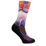 Colorful Horse Portrait Print Crew Socks