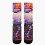 Colorful Horse Portrait Print Crew Socks