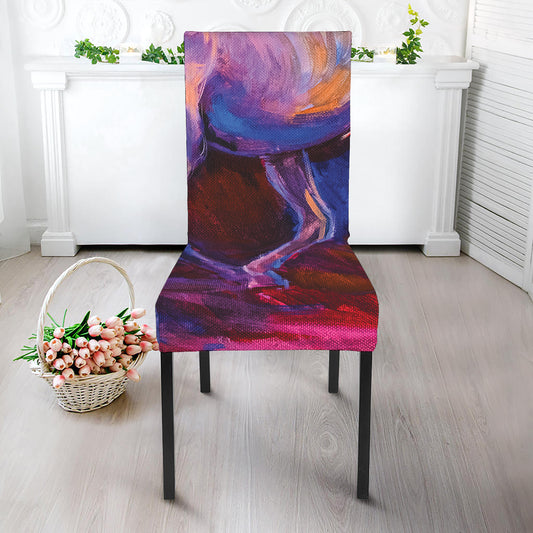 Colorful Horse Portrait Print Dining Chair Slipcover