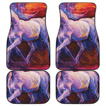 Colorful Horse Portrait Print Front and Back Car Floor Mats