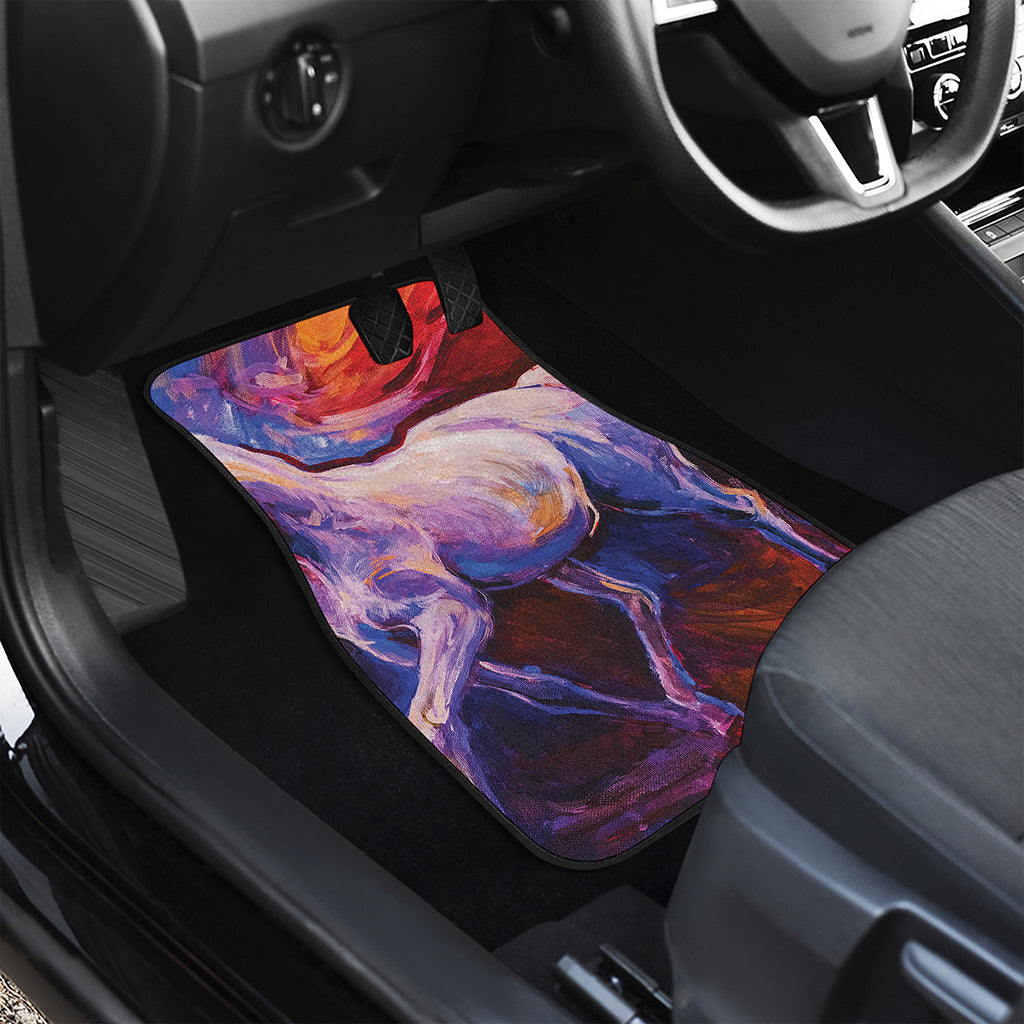 Colorful Horse Portrait Print Front and Back Car Floor Mats