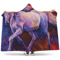 Colorful Horse Portrait Print Hooded Blanket