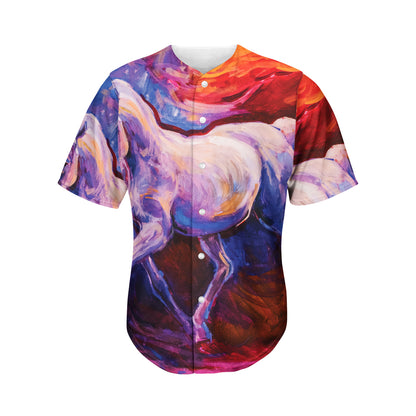 Colorful Horse Portrait Print Men's Baseball Jersey