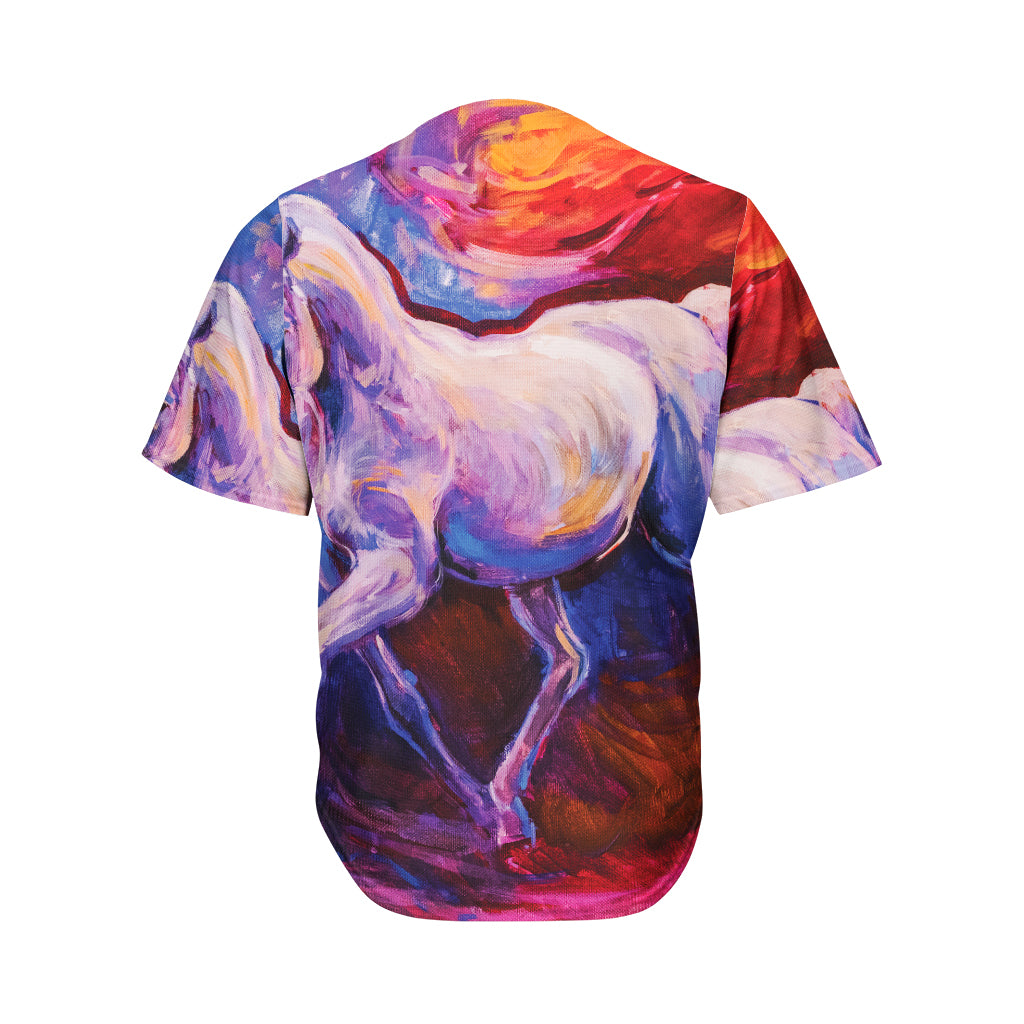 Colorful Horse Portrait Print Men's Baseball Jersey