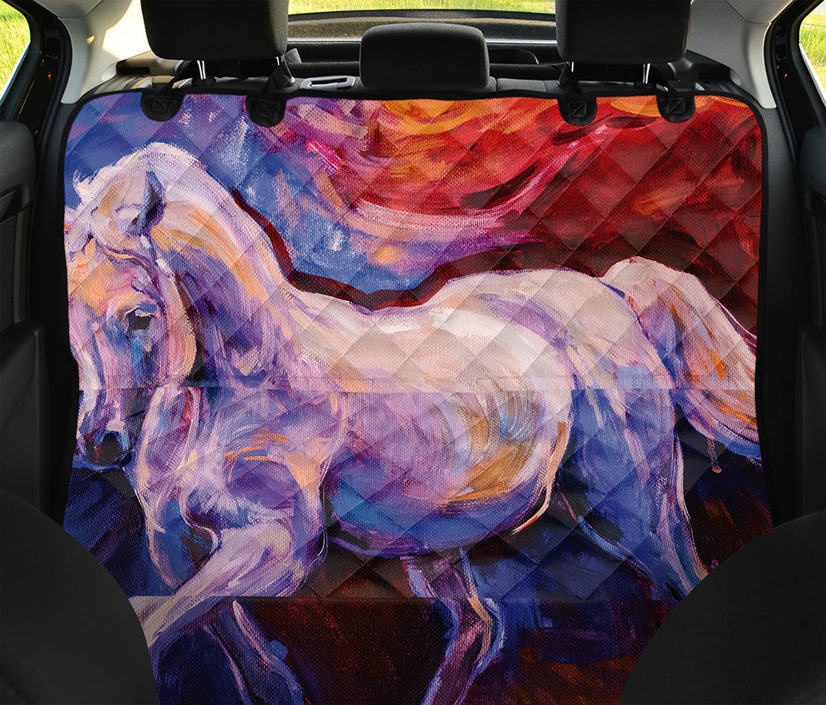 Colorful Horse Portrait Print Pet Car Back Seat Cover