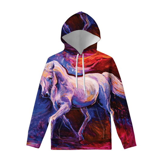 Colorful Horse Portrait Print Pullover Hoodie