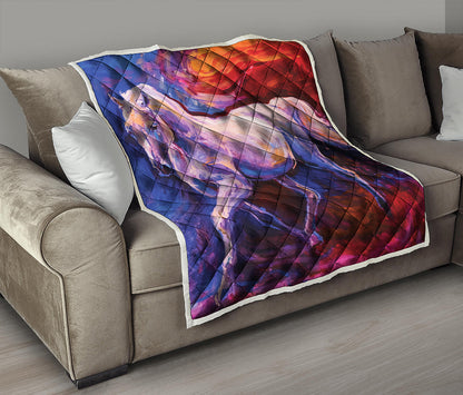 Colorful Horse Portrait Print Quilt