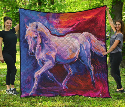 Colorful Horse Portrait Print Quilt