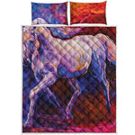 Colorful Horse Portrait Print Quilt Bed Set