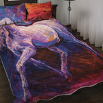 Colorful Horse Portrait Print Quilt Bed Set