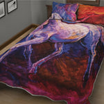 Colorful Horse Portrait Print Quilt Bed Set