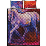 Colorful Horse Portrait Print Quilt Bed Set