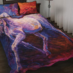 Colorful Horse Portrait Print Quilt Bed Set