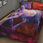 Colorful Horse Portrait Print Quilt Bed Set
