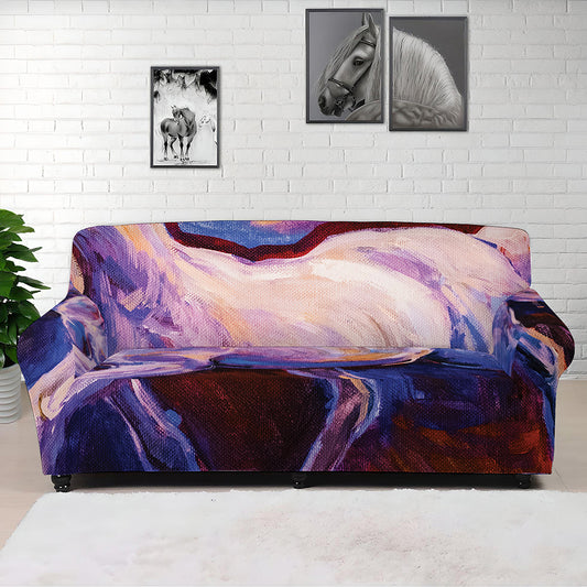 Colorful Horse Portrait Print Sofa Cover