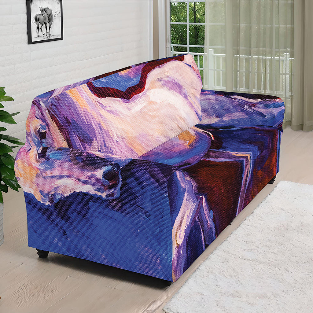 Colorful Horse Portrait Print Sofa Cover