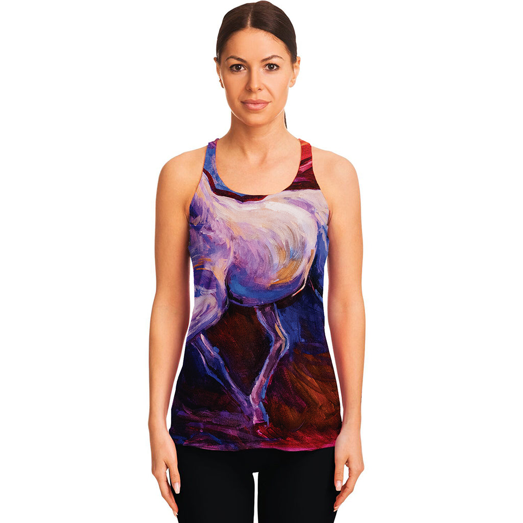 Colorful Horse Portrait Print Women's Racerback Tank Top