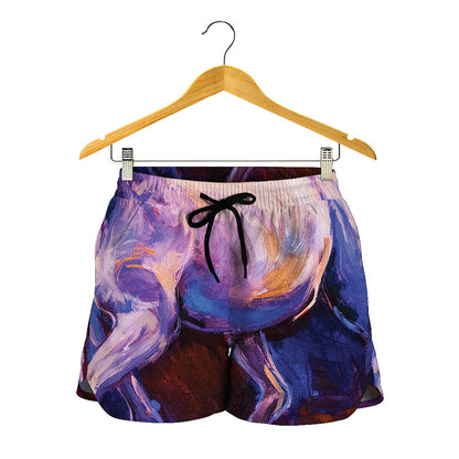 Colorful Horse Portrait Print Women's Shorts