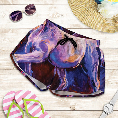 Colorful Horse Portrait Print Women's Shorts