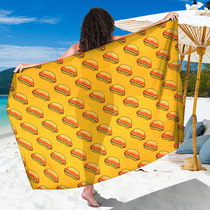 Colorful Hot Dog Pattern Print Beach Sarong Wrap