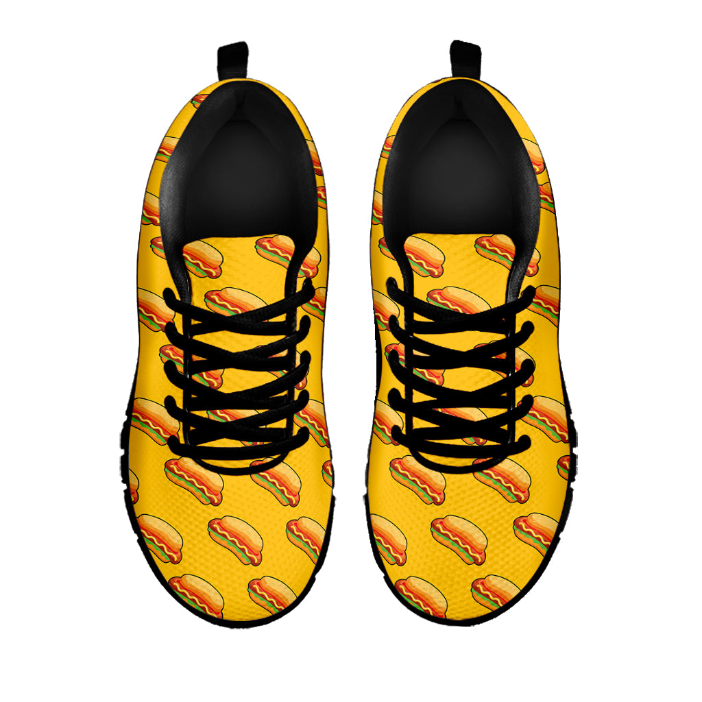 Colorful Hot Dog Pattern Print Black Sneakers