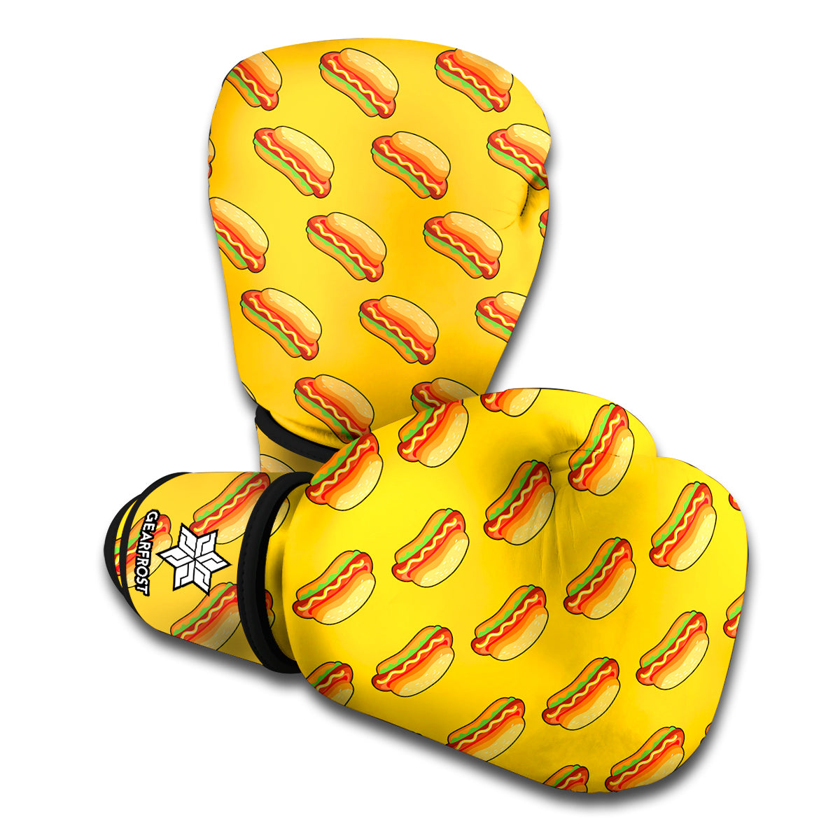 Colorful Hot Dog Pattern Print Boxing Gloves