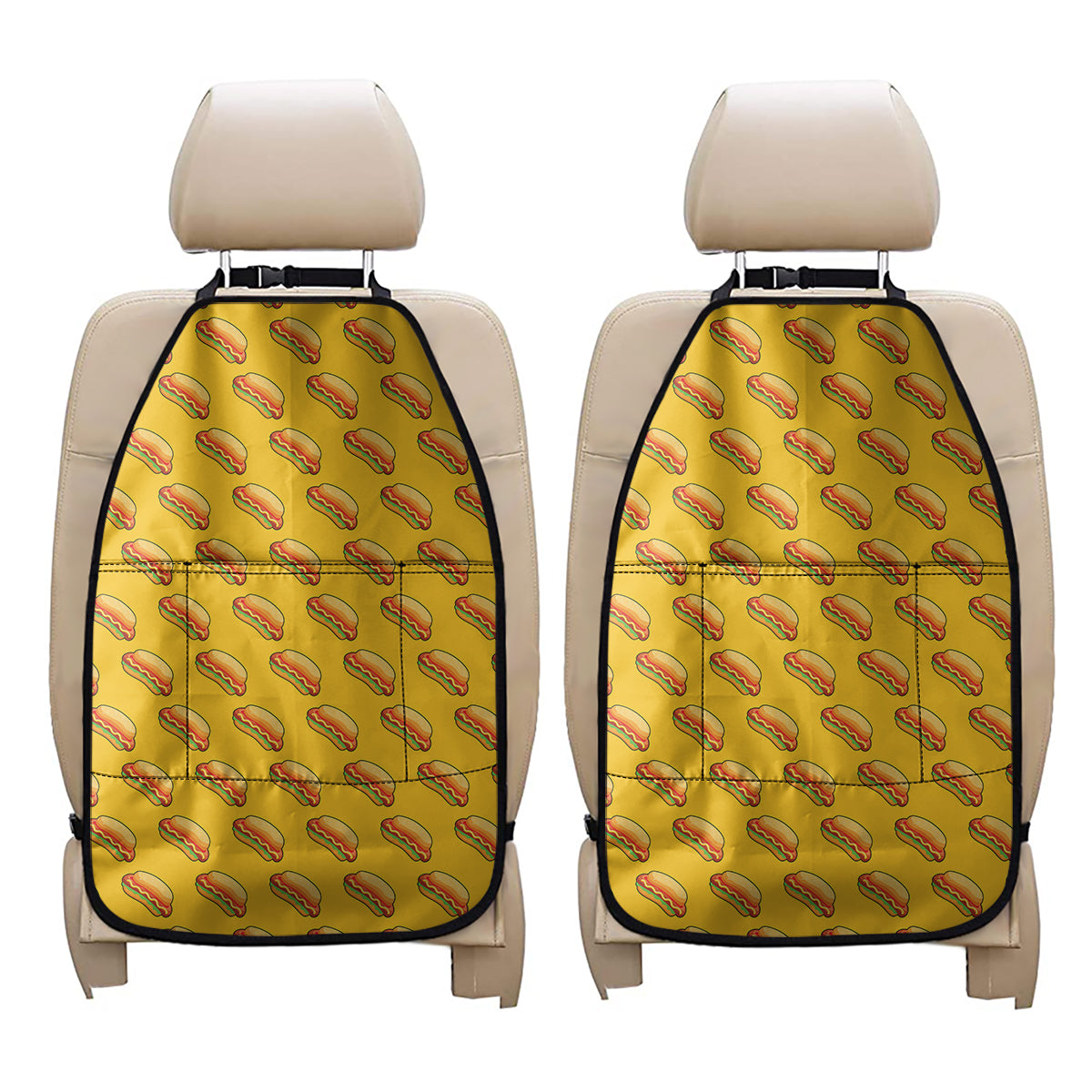 Colorful Hot Dog Pattern Print Car Seat Organizers